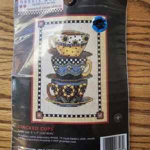 Dimensions Counted Cross Stitch Kit Debbie Mumm Stacked Cups #6796 5" x 7"